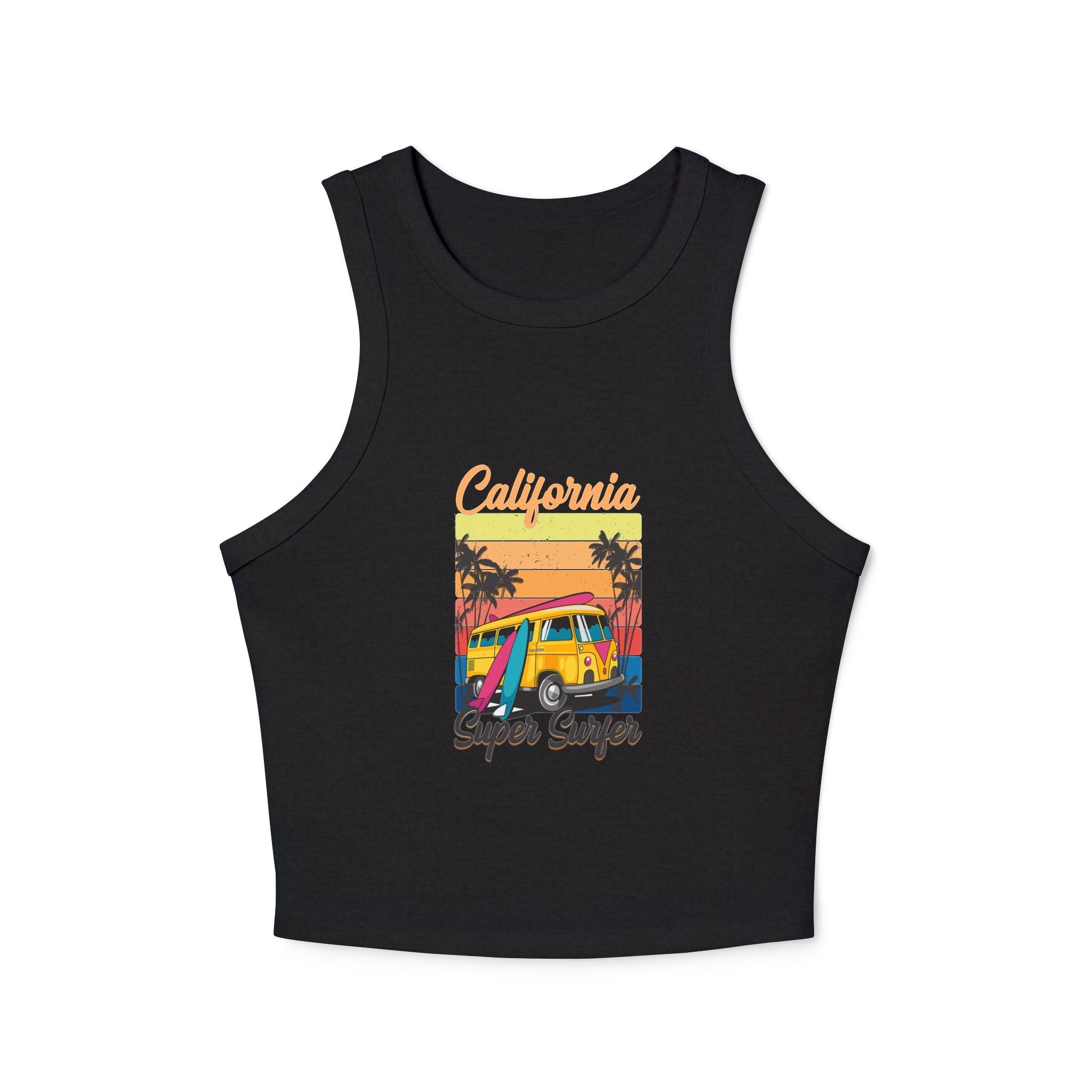 California Surf Van Racer Tank Top — Retro Beach Graphic - Etna Gift