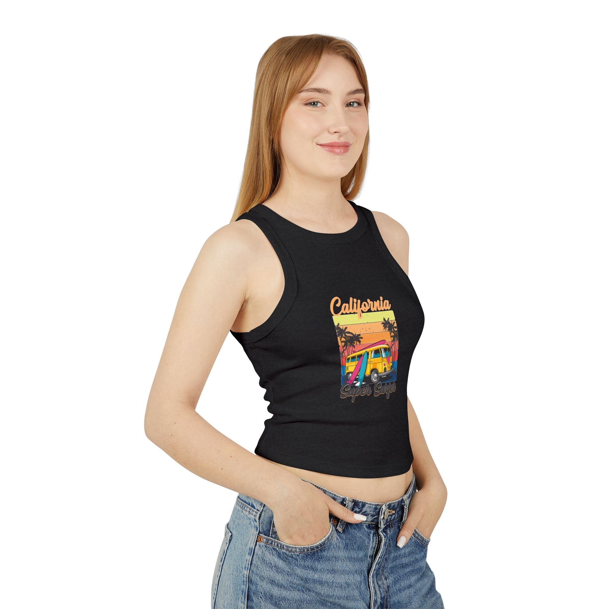 California Surf Van Racer Tank Top — Retro Beach Graphic - Etna Gift