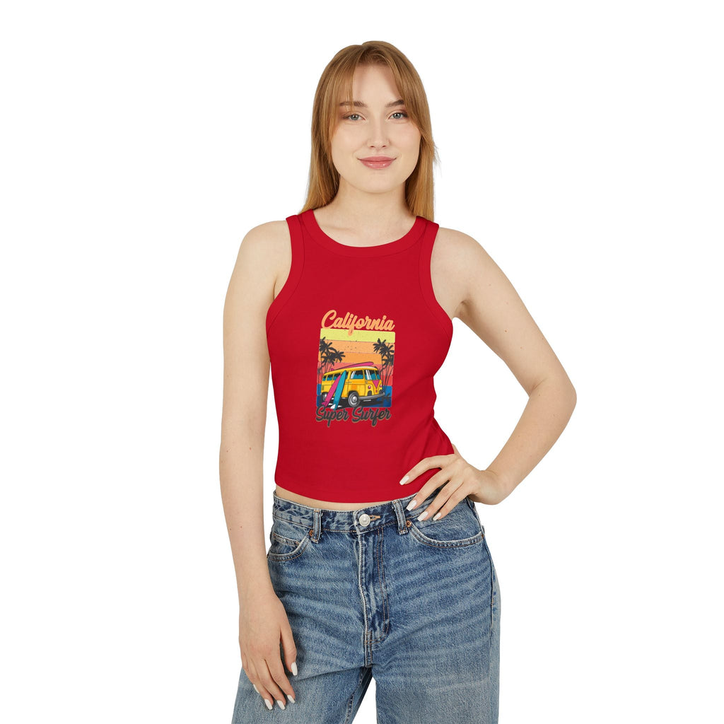California Surf Van Racer Tank Top — Retro Beach Graphic - Etna Gift
