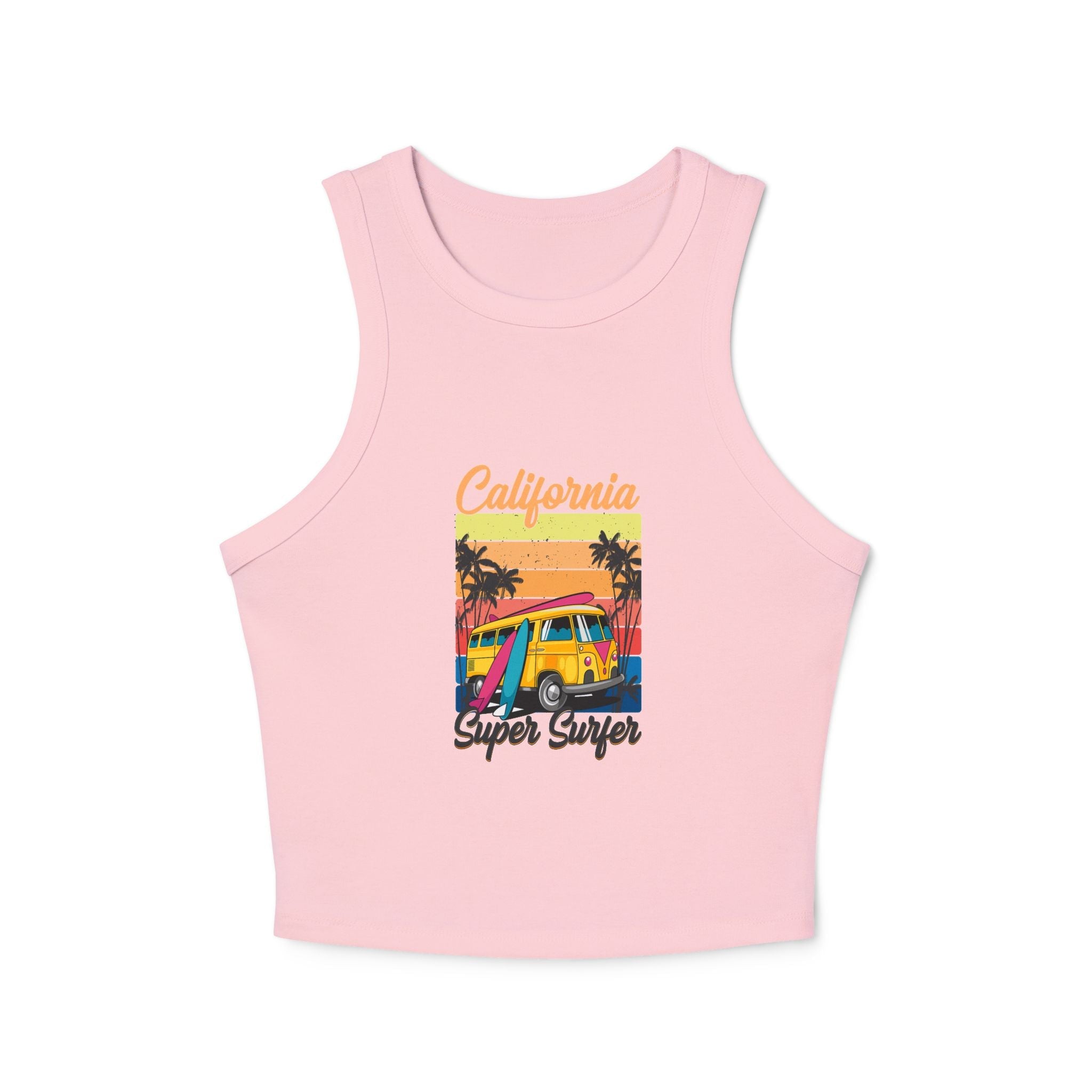 California Surf Van Racer Tank Top — Retro Beach Graphic - Etna Gift