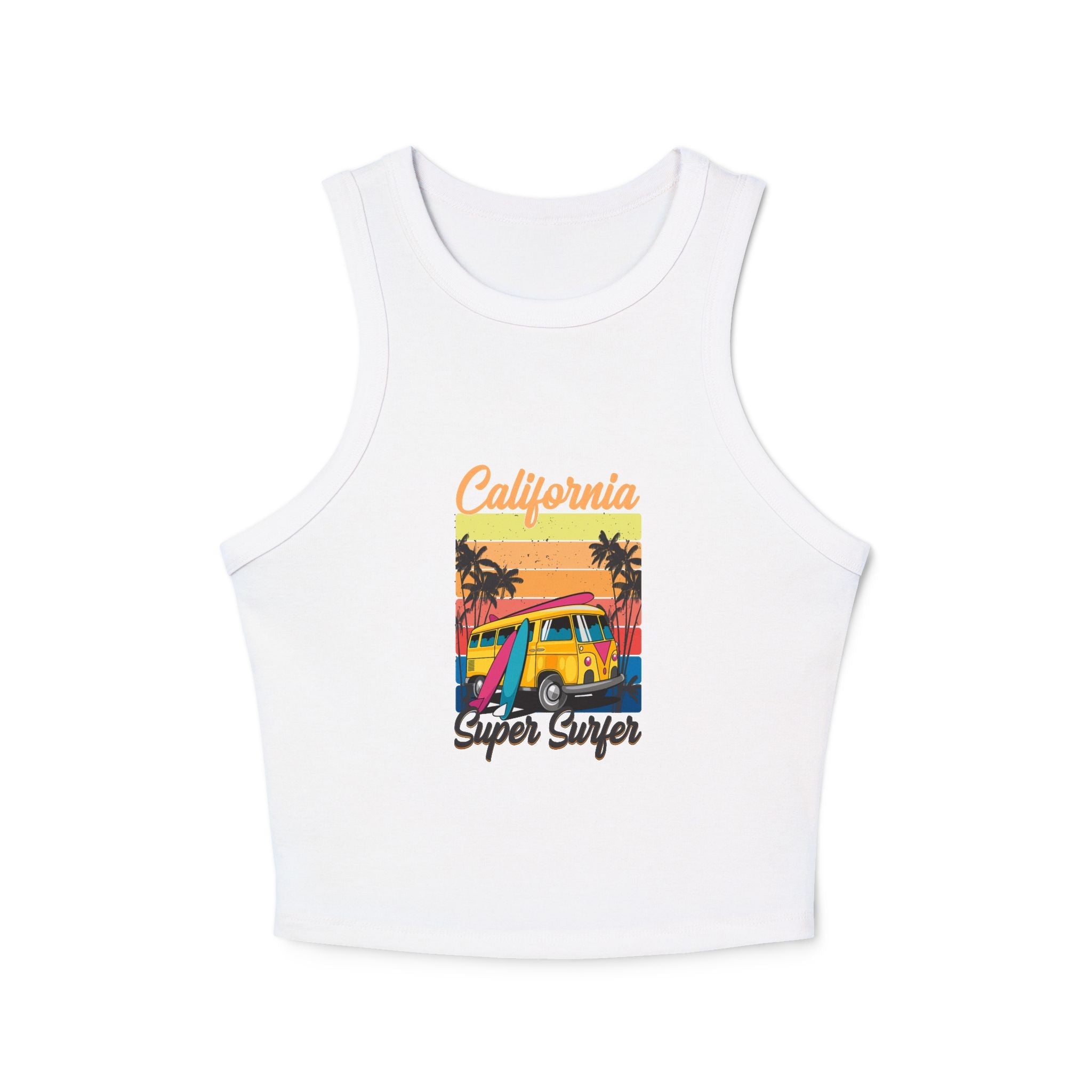 California Surf Van Racer Tank Top — Retro Beach Graphic - Etna Gift