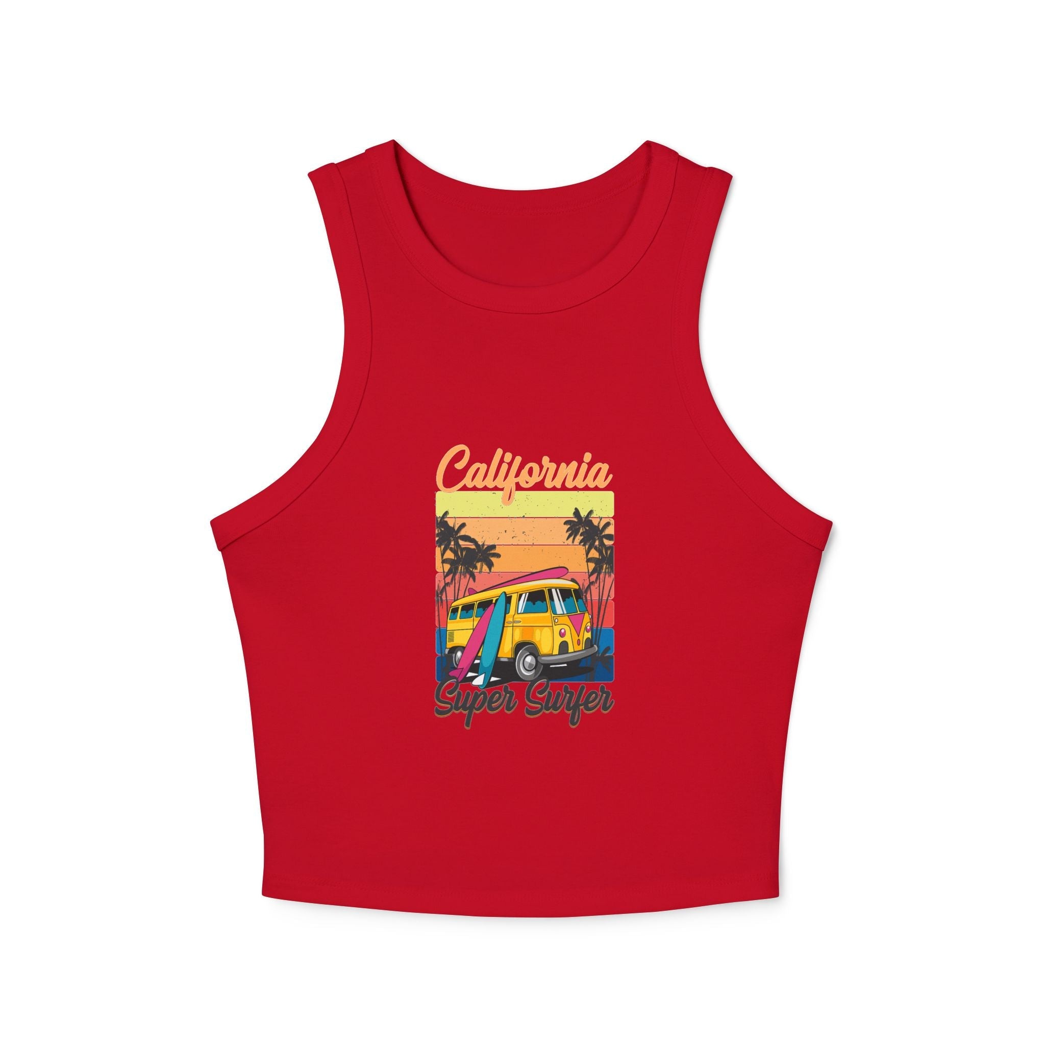 California Surf Van Racer Tank Top — Retro Beach Graphic - Etna Gift