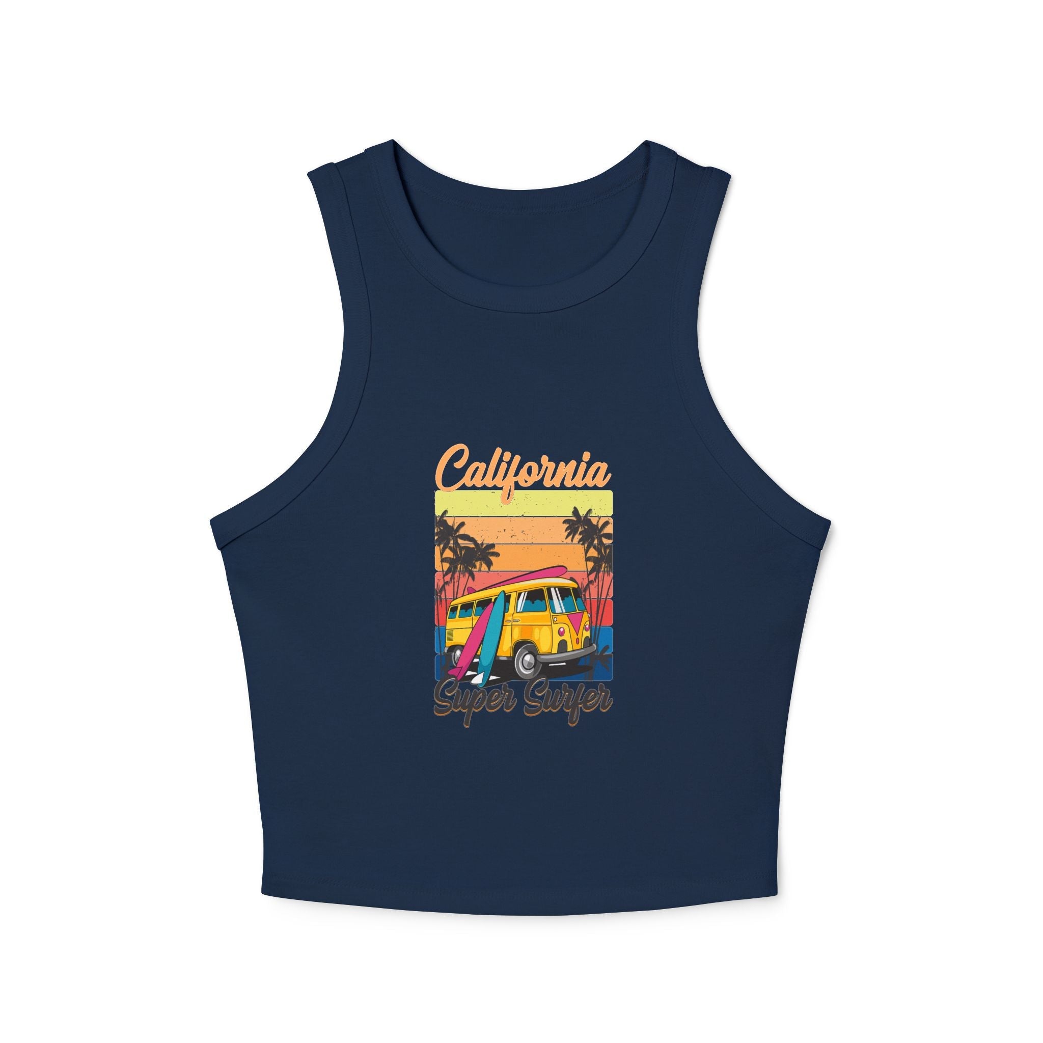 California Surf Van Racer Tank Top — Retro Beach Graphic - Etna Gift