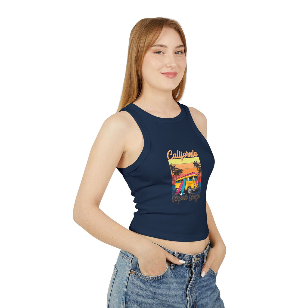 California Surf Van Racer Tank Top — Retro Beach Graphic - Etna Gift