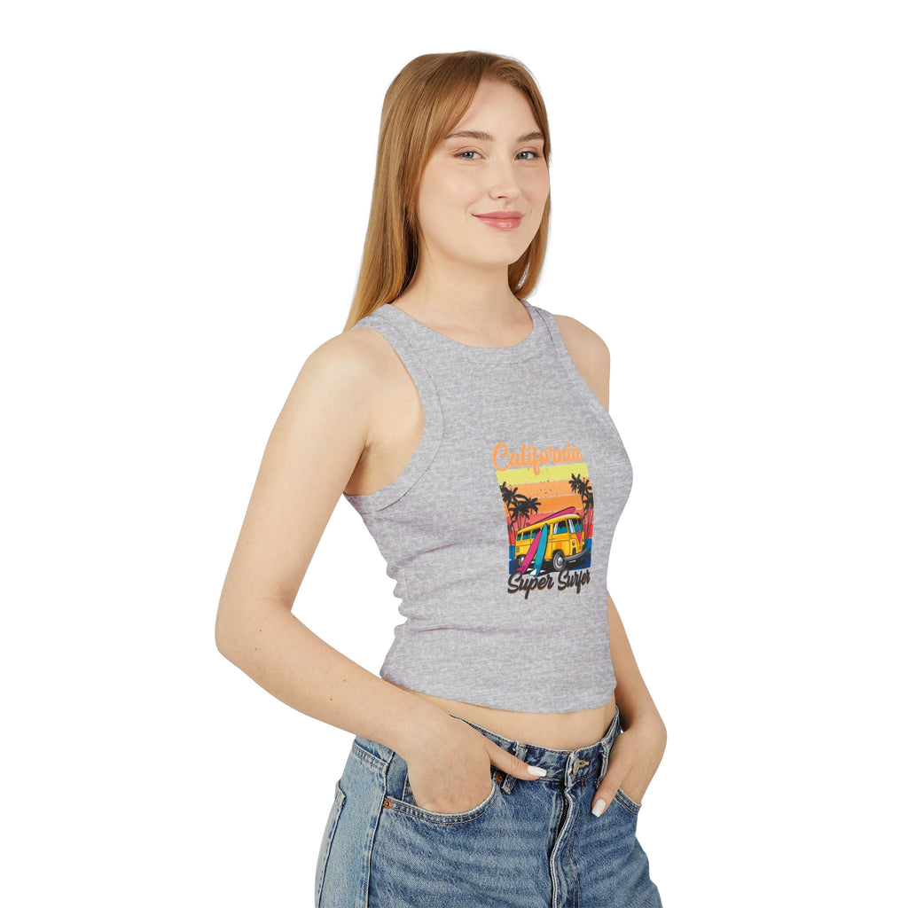 California Surf Van Racer Tank Top — Retro Beach Graphic - Etna Gift