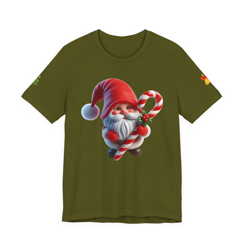 Candy Cane Gnome T-Shirt Christmas Santa Elf Tee - Etna Gift