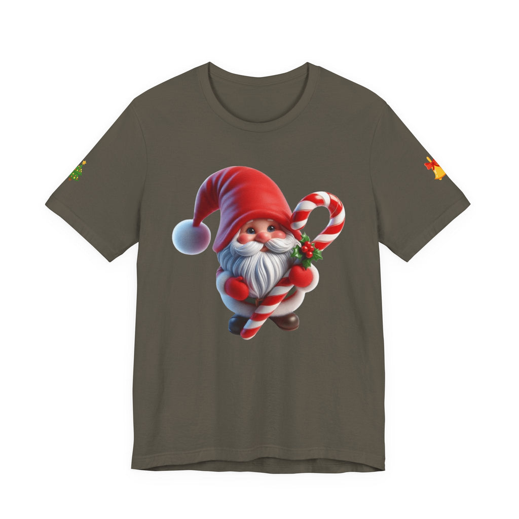 Candy Cane Gnome T-Shirt Christmas Santa Elf Tee - Etna Gift