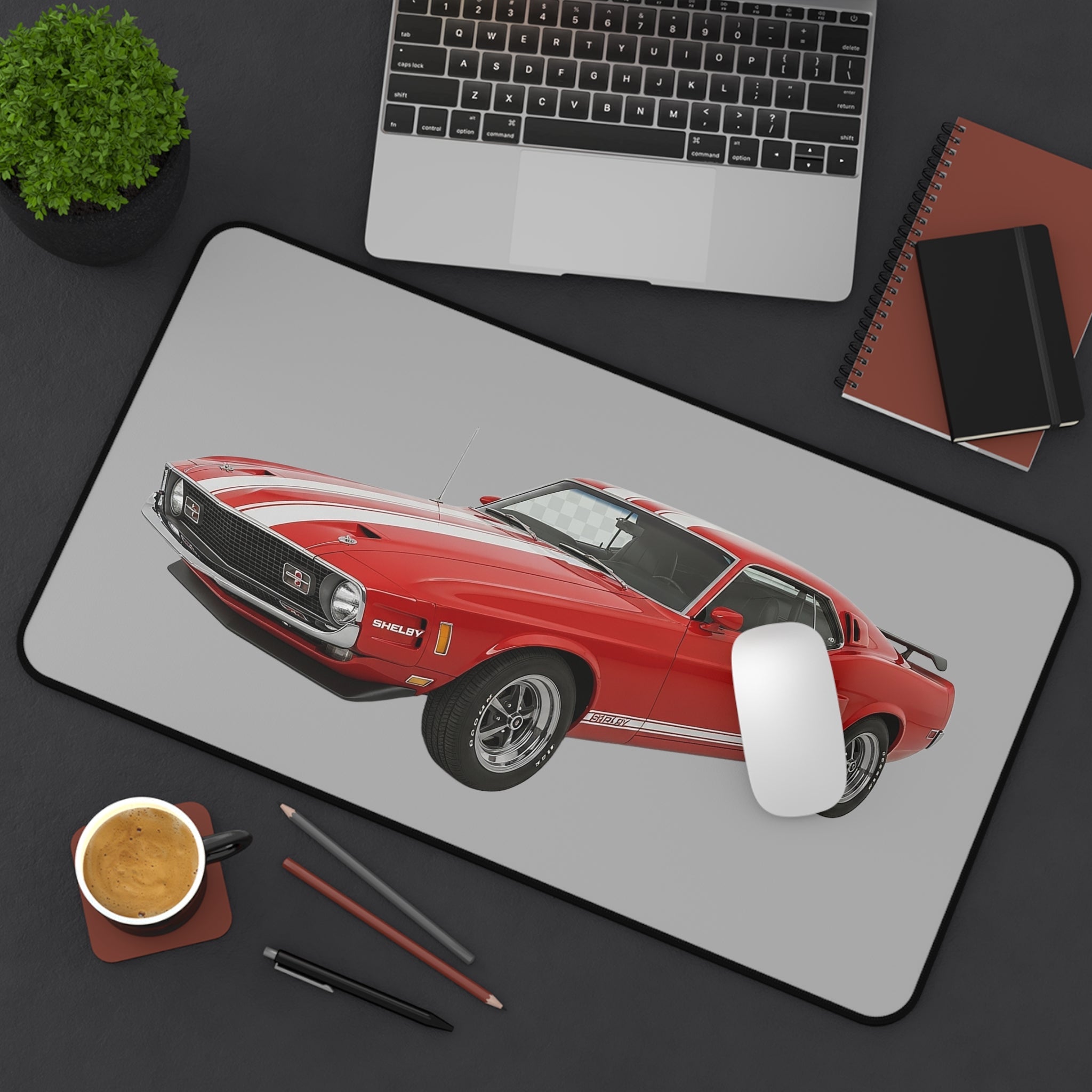 Classic Red Mustang Desk Mat — Vintage Muscle Car Mouse Pad - Etna Gift