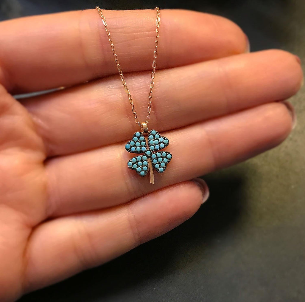 Clover flower luck necklace 925 sterling silver luck necklace - Etna Gift