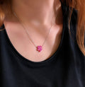 Clover luck necklace 925 sterling silver clover luck necklace dark pink - Etna Gift