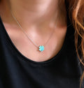 Clover luck necklace 925 sterling silver clover luck necklace green - Etna Gift
