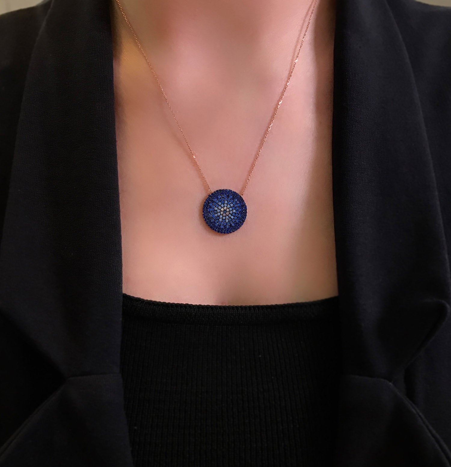 Colorful stone women's necklace 925 sterling silver necklace - Etna Gift