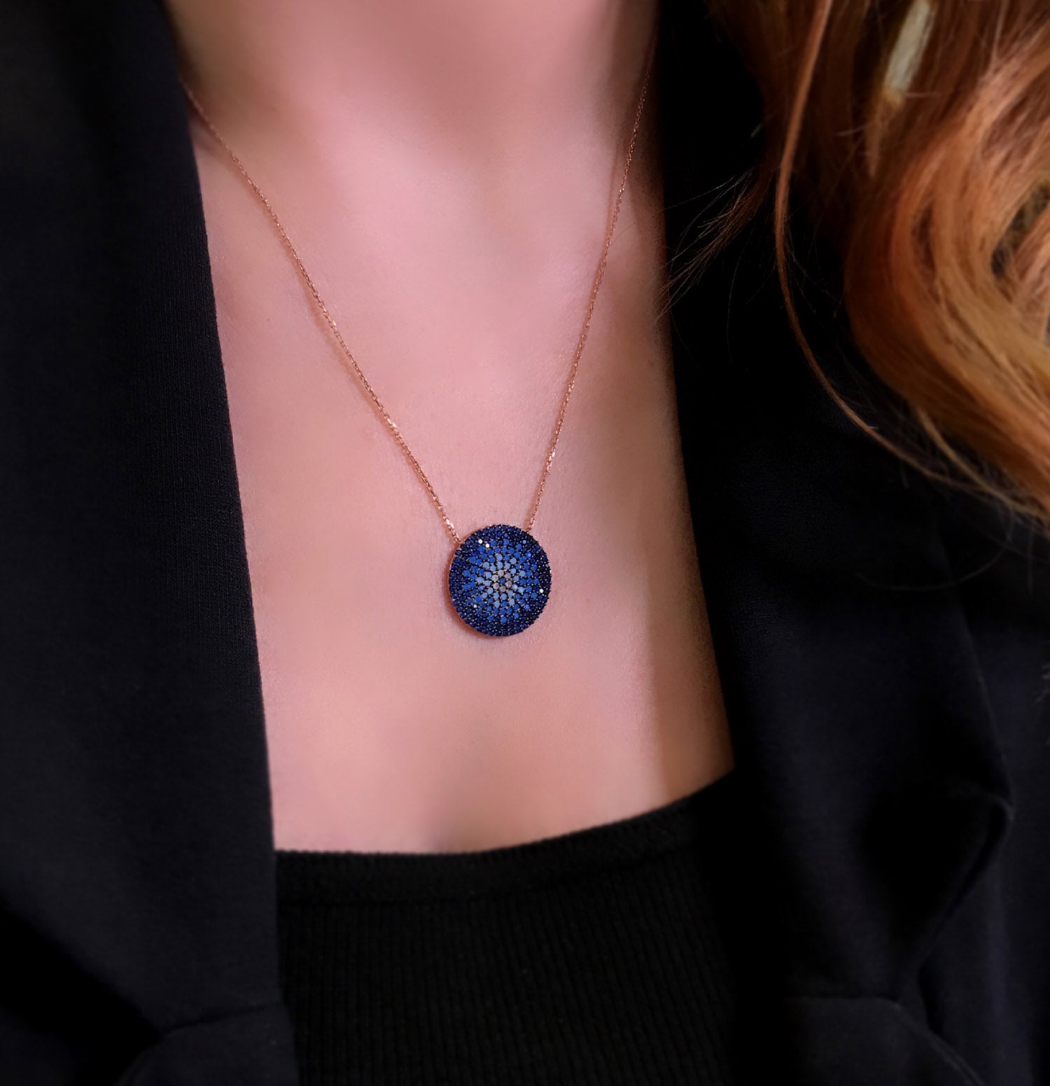 Colorful stone women's necklace 925 sterling silver necklace - Etna Gift