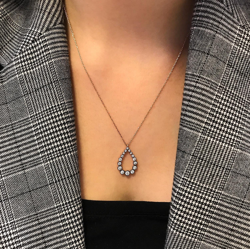 Diamond 925 sterling silver necklace - Etna Gift