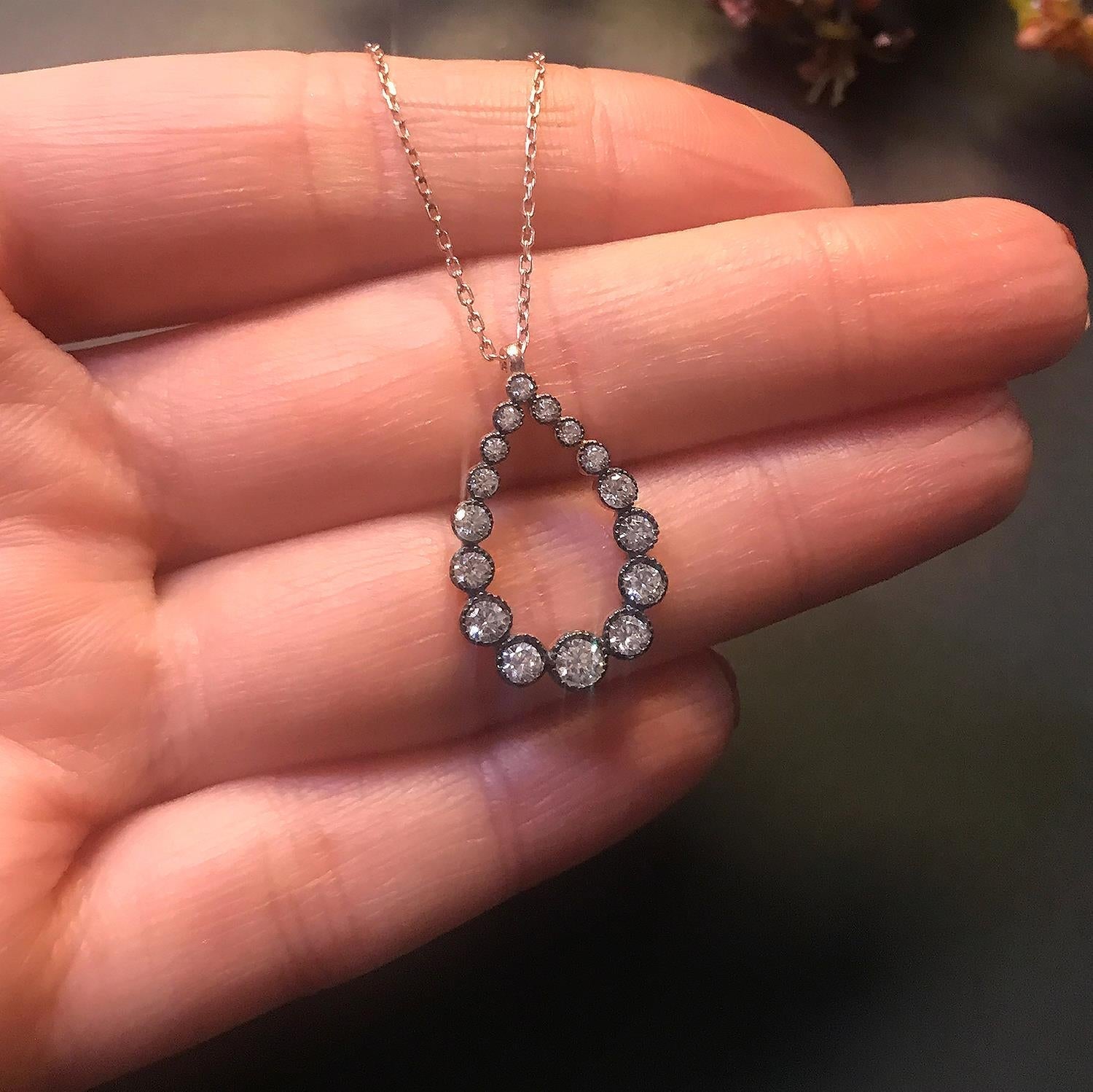 Diamond 925 sterling silver necklace - Etna Gift