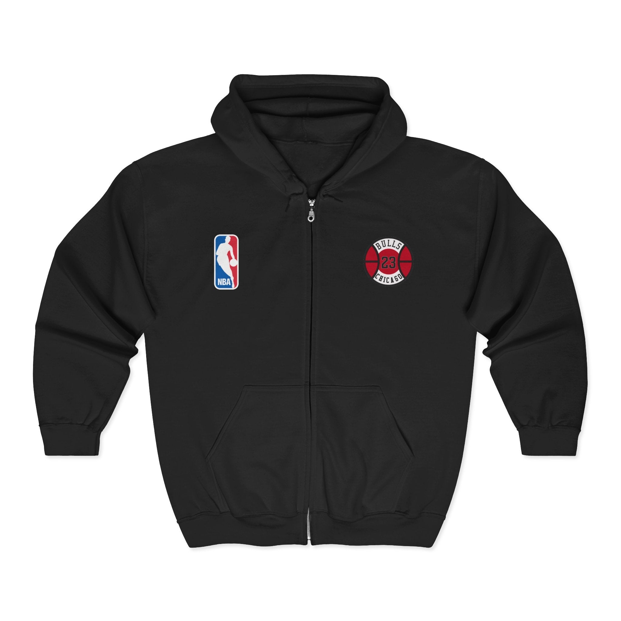 Distressed NBA Logo Hoodie | Full Zip Hooded Sweatshirt - Etna Gift
