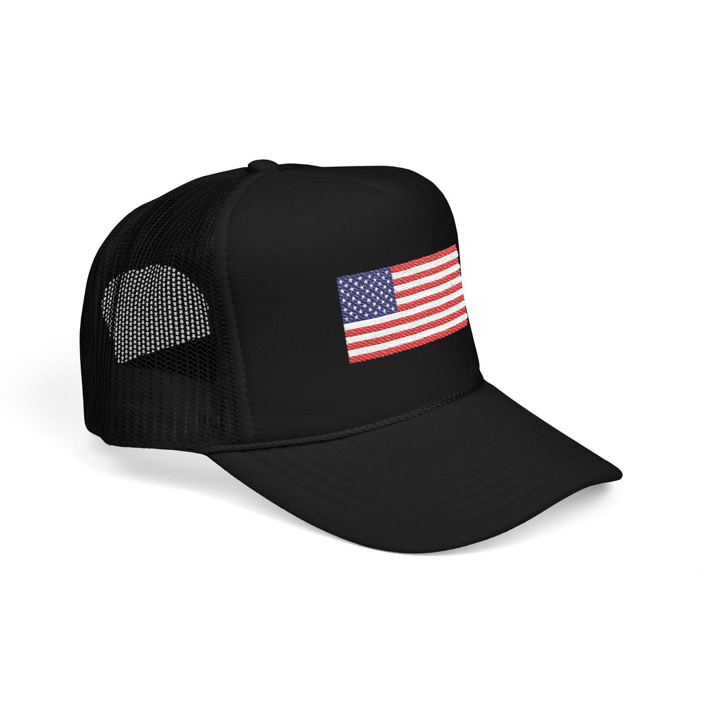 Embroidered American Flag Trucker Hat Patriotic Foam Mesh Cap - Etna Gift