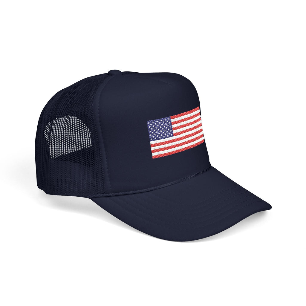 Embroidered American Flag Trucker Hat Patriotic Foam Mesh Cap - Etna Gift