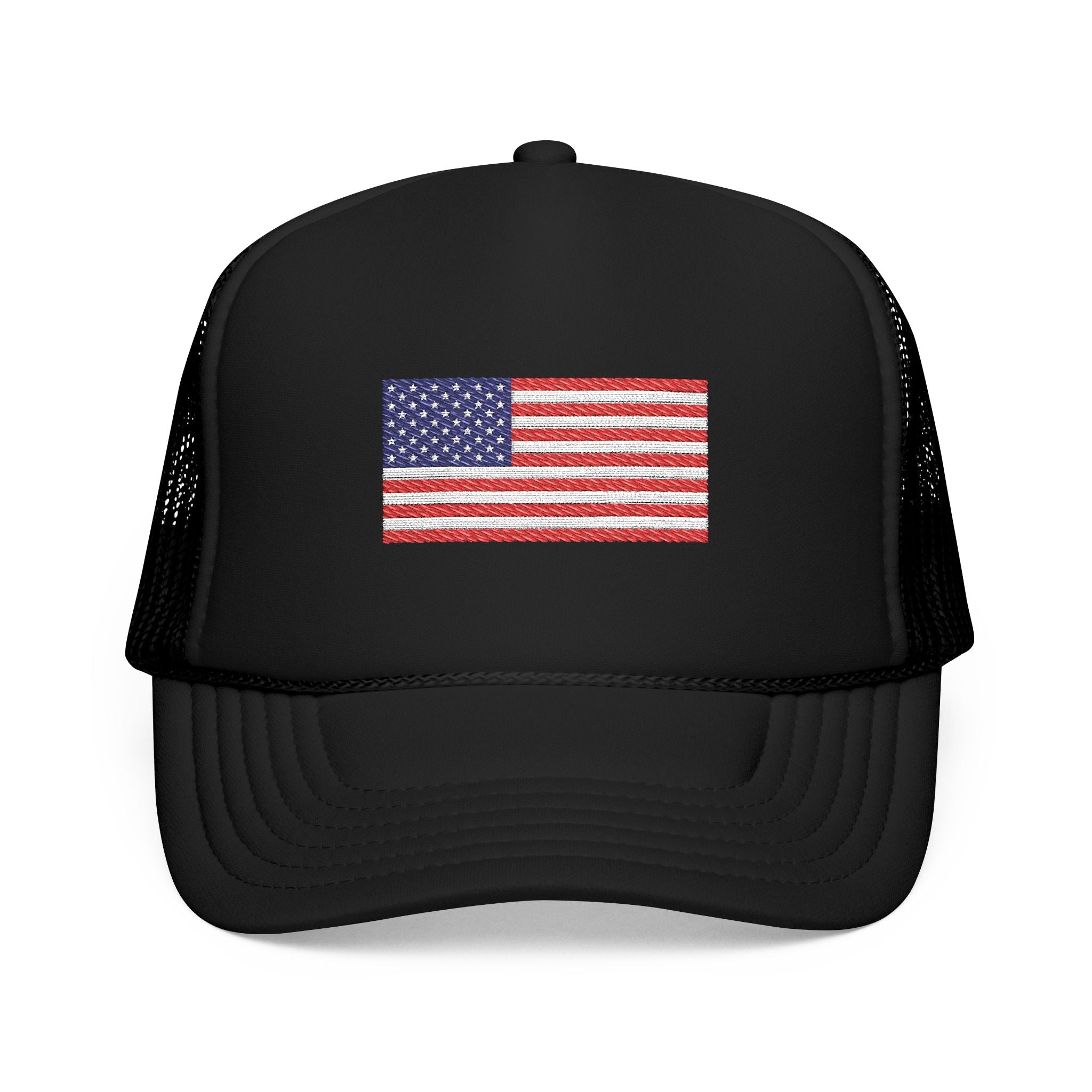 Embroidered American Flag Trucker Hat Patriotic Foam Mesh Cap - Etna Gift