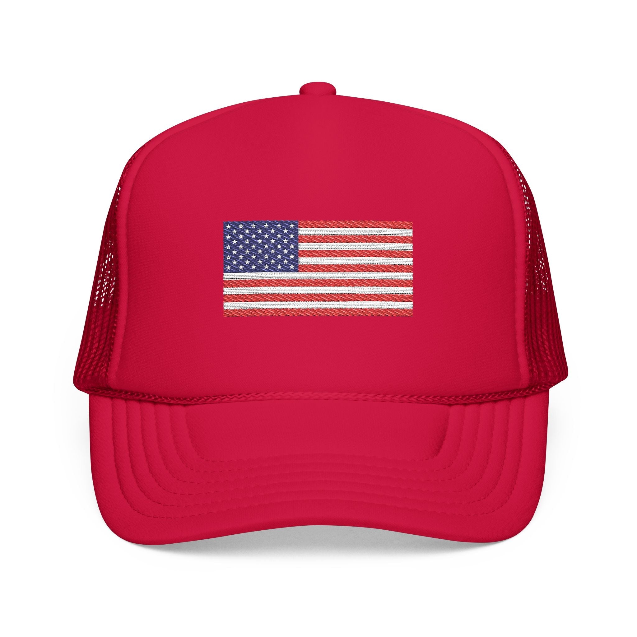 Embroidered American Flag Trucker Hat Patriotic Foam Mesh Cap - Etna Gift