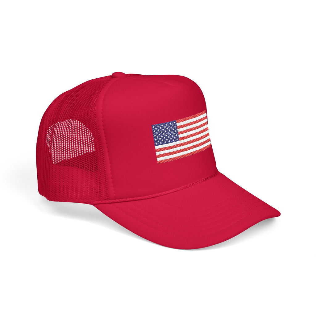 Embroidered American Flag Trucker Hat Patriotic Foam Mesh Cap - Etna Gift