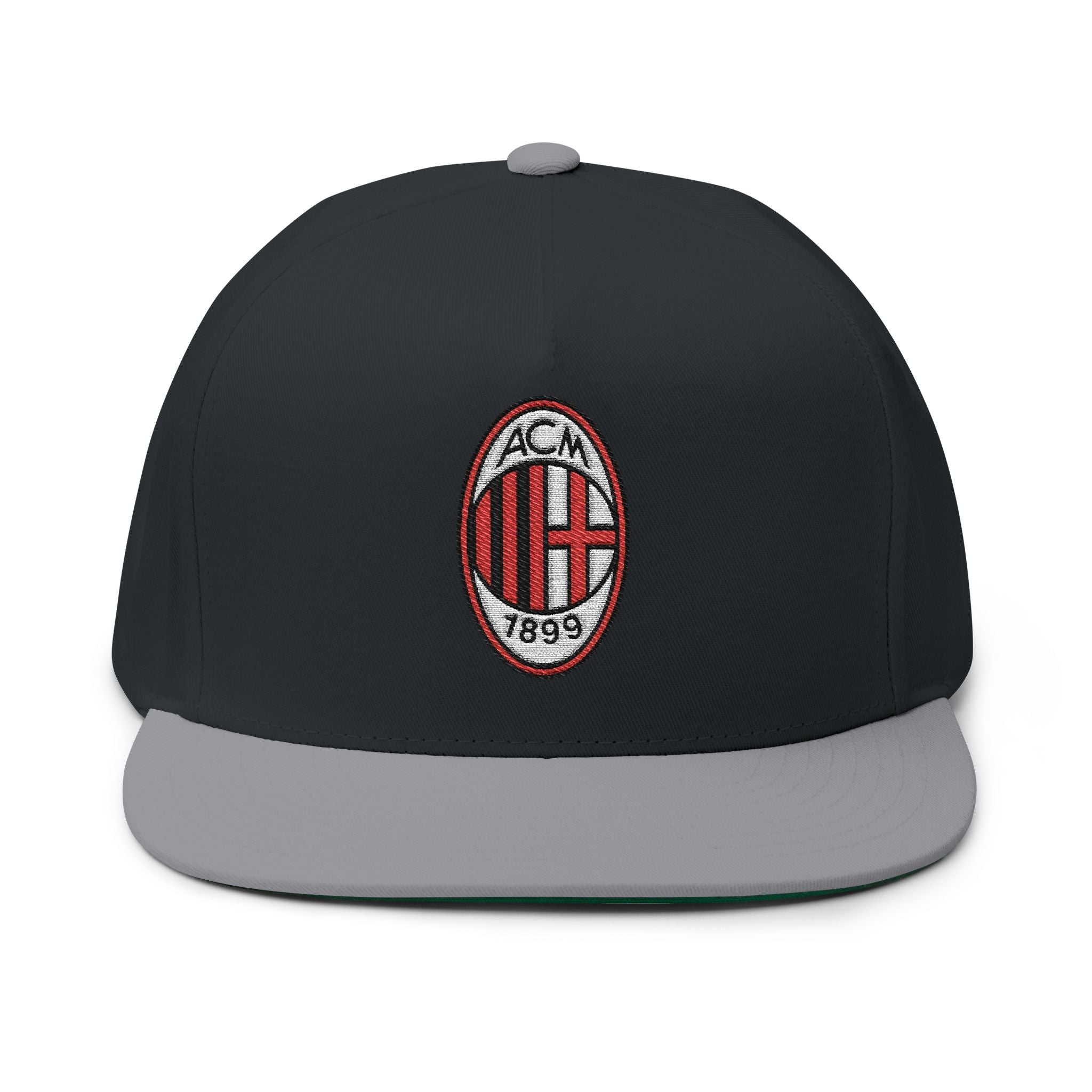 Embroidered Flat Bill Cap AC Milan Crest Snapback - Etna Gift
