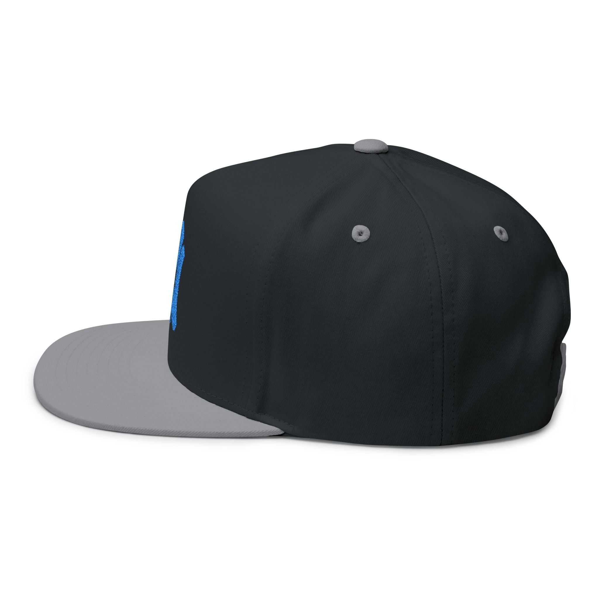 Embroidered Flat Bill Cap — Blue NY Logo Snapback Hat - Etna Gift
