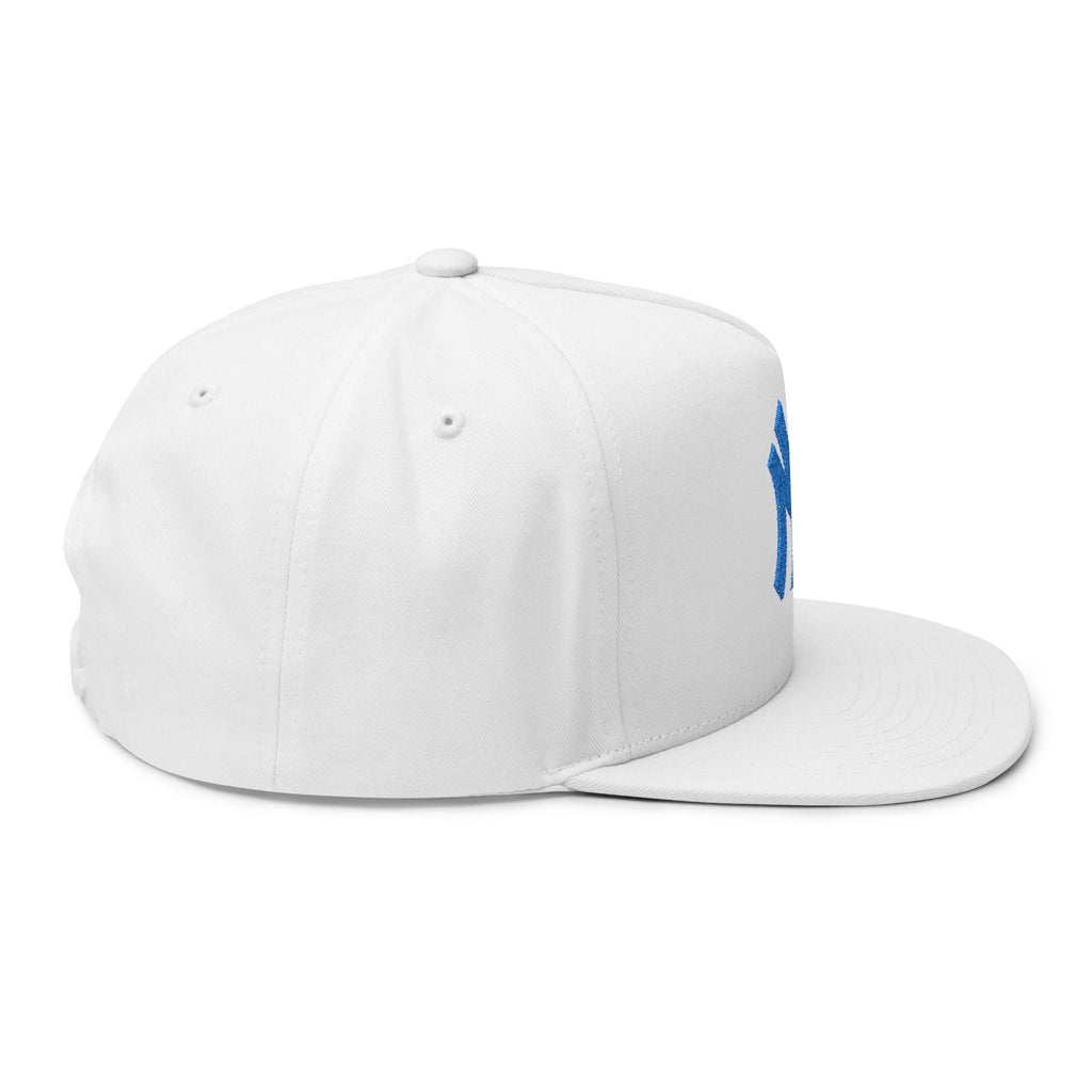 Embroidered Flat Bill Cap — Blue NY Logo Snapback Hat - Etna Gift