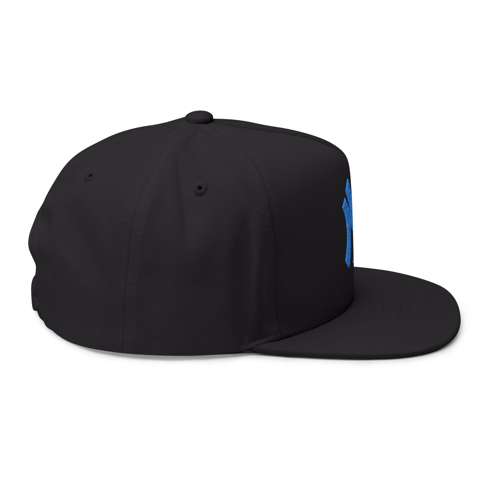 Embroidered Flat Bill Cap — Blue NY Logo Snapback Hat - Etna Gift