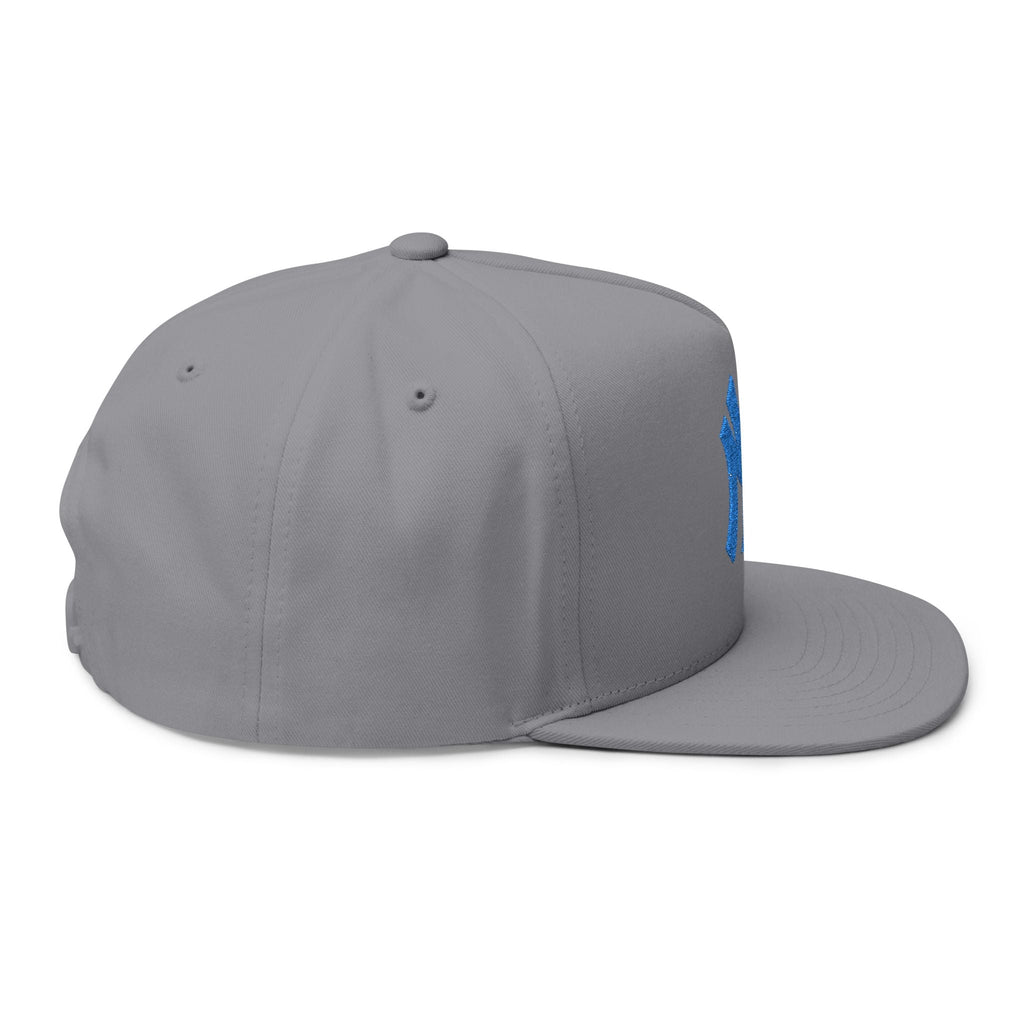 Embroidered Flat Bill Cap — Blue NY Logo Snapback Hat - Etna Gift