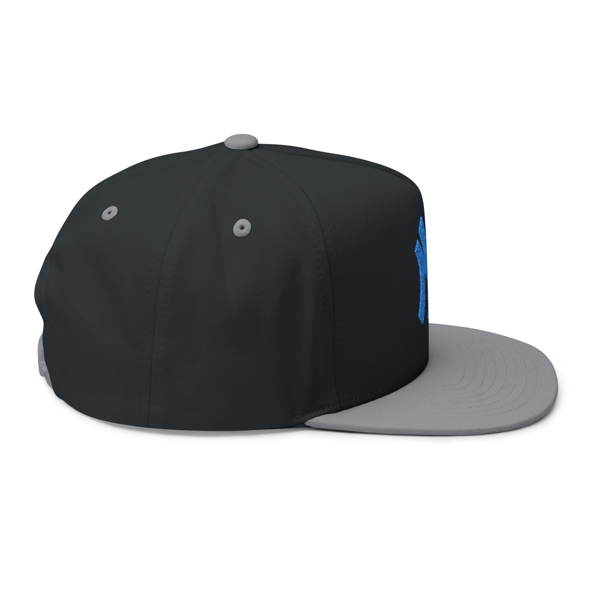 Embroidered Flat Bill Cap — Blue NY Logo Snapback Hat - Etna Gift