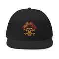 Embroidered Pirate Skull Flat Bill Cap Gold Skull & Tricorn Hat Snapback - Etna Gift