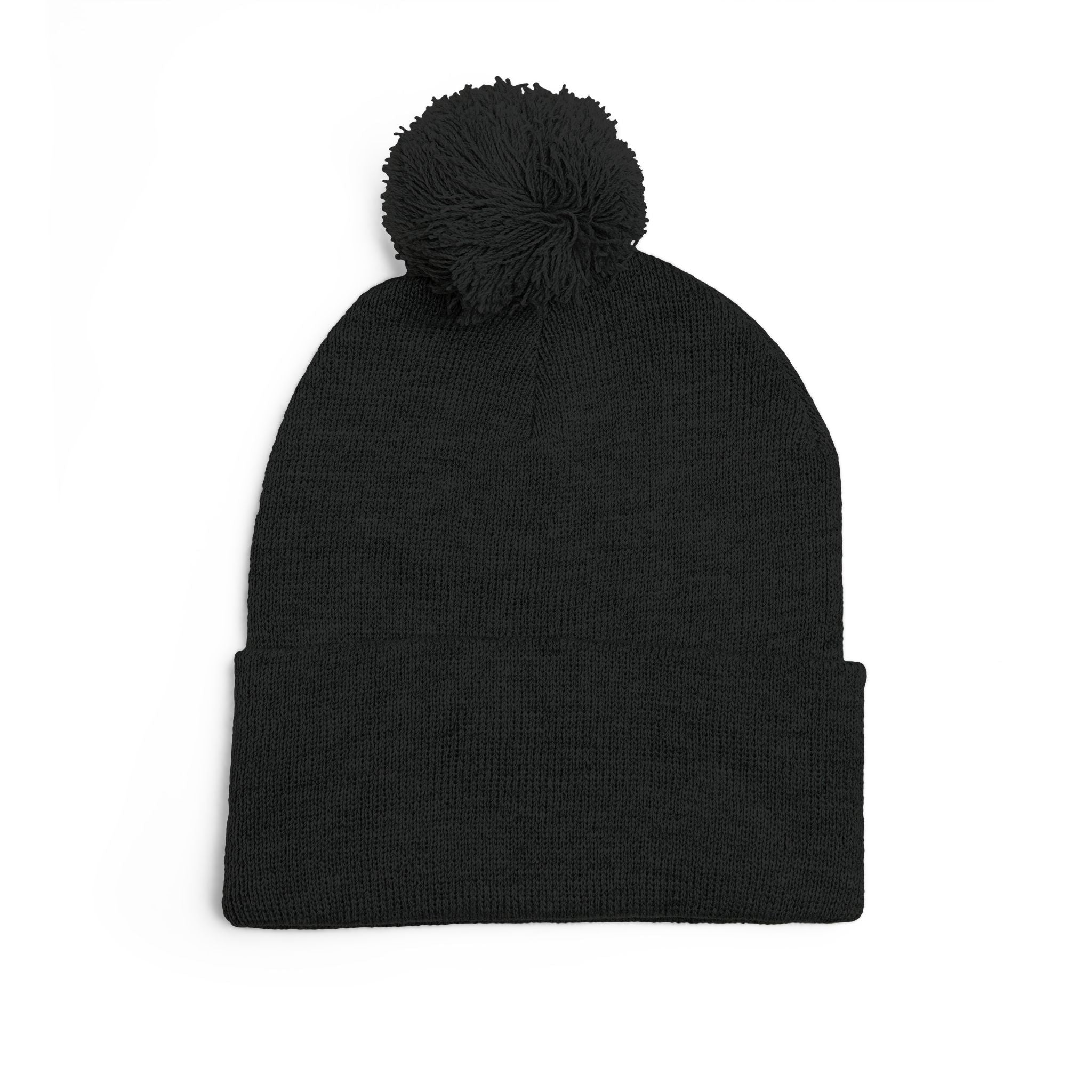 Embroidered Pom - Pom Knit Beanie — Grey Winter Hat with Pink NY Logo - Etna Gift
