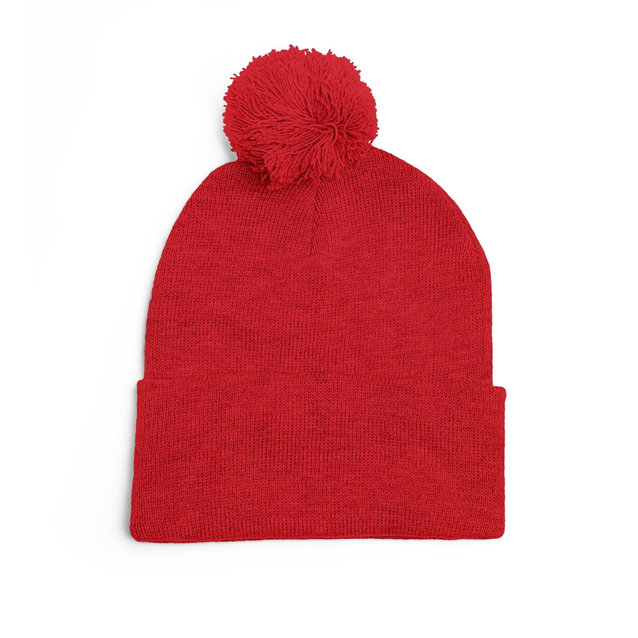 Embroidered Pom - Pom Knit Beanie — Grey Winter Hat with Pink NY Logo - Etna Gift
