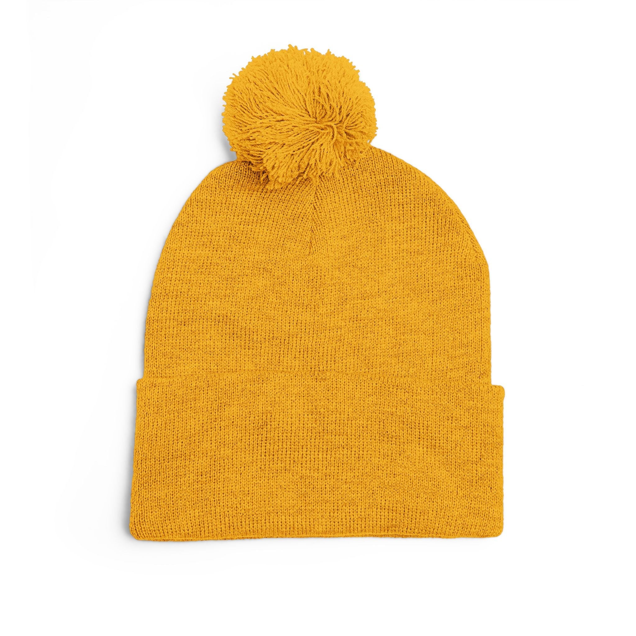 Embroidered Pom - Pom Knit Beanie — Grey Winter Hat with Pink NY Logo - Etna Gift