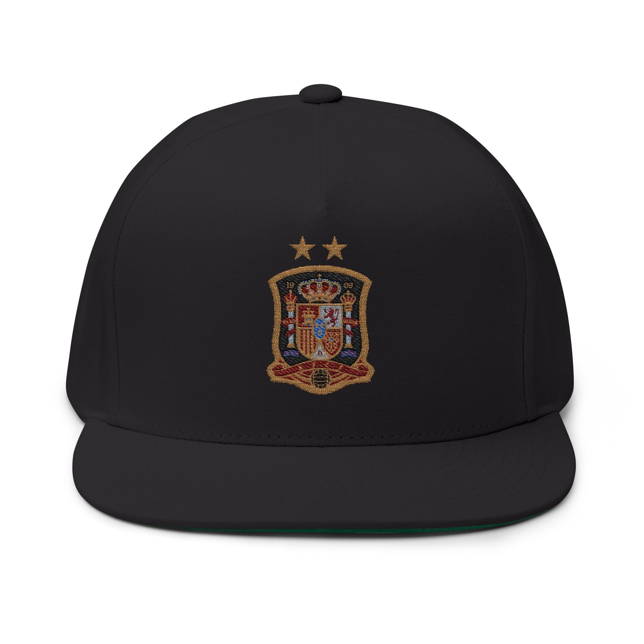 Embroidered Spanish Crest Flat Bill Cap Royal Spain Soccer Emblem Snapback - Etna Gift