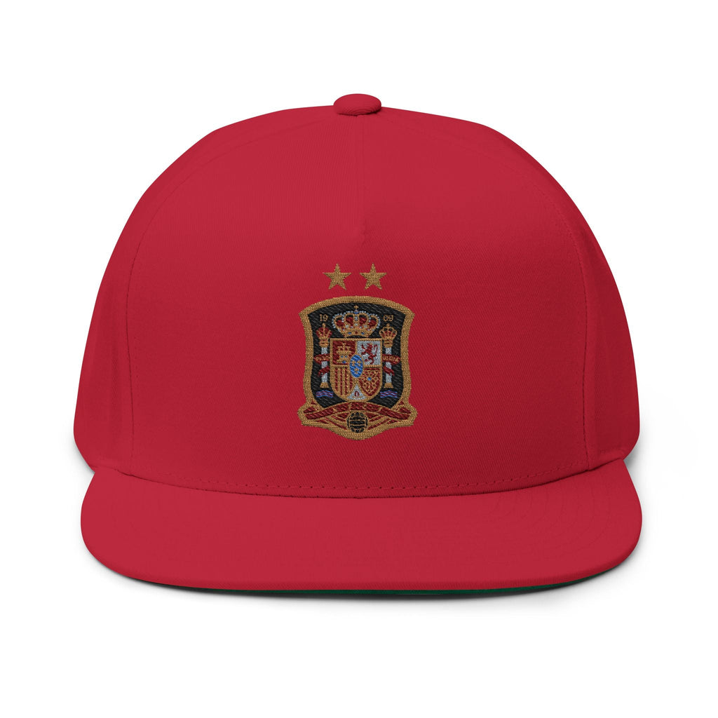 Embroidered Spanish Crest Flat Bill Cap Royal Spain Soccer Emblem Snapback - Etna Gift
