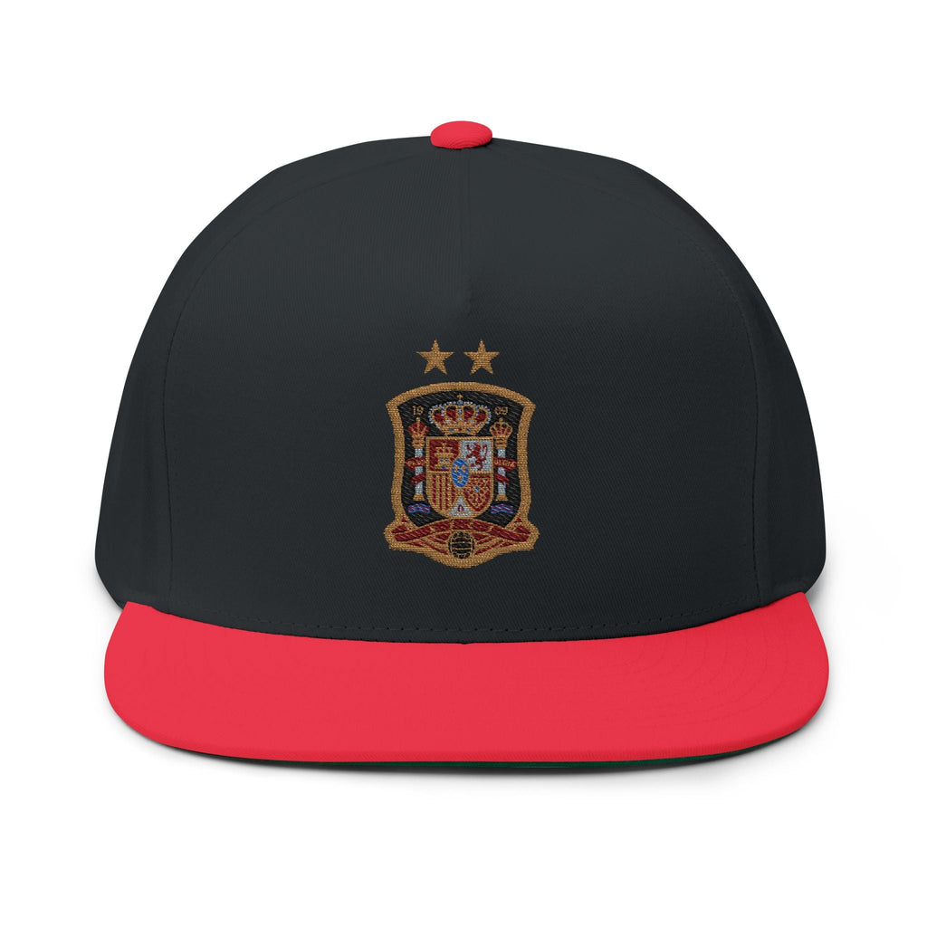 Embroidered Spanish Crest Flat Bill Cap Royal Spain Soccer Emblem Snapback - Etna Gift