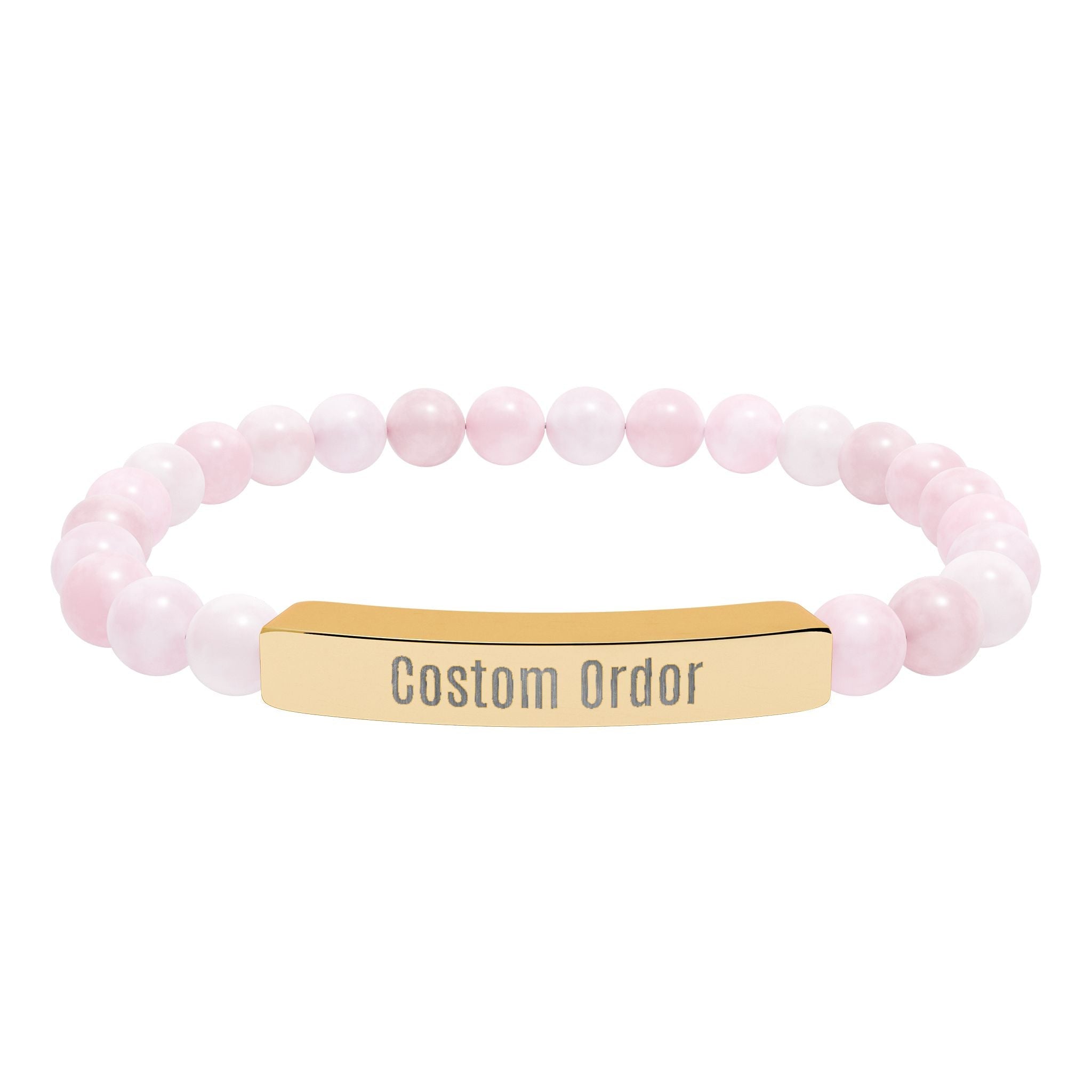 Engravable Natural Stone Bead Bracelet Custom Bar Stretch Bracelet - Etna Gift