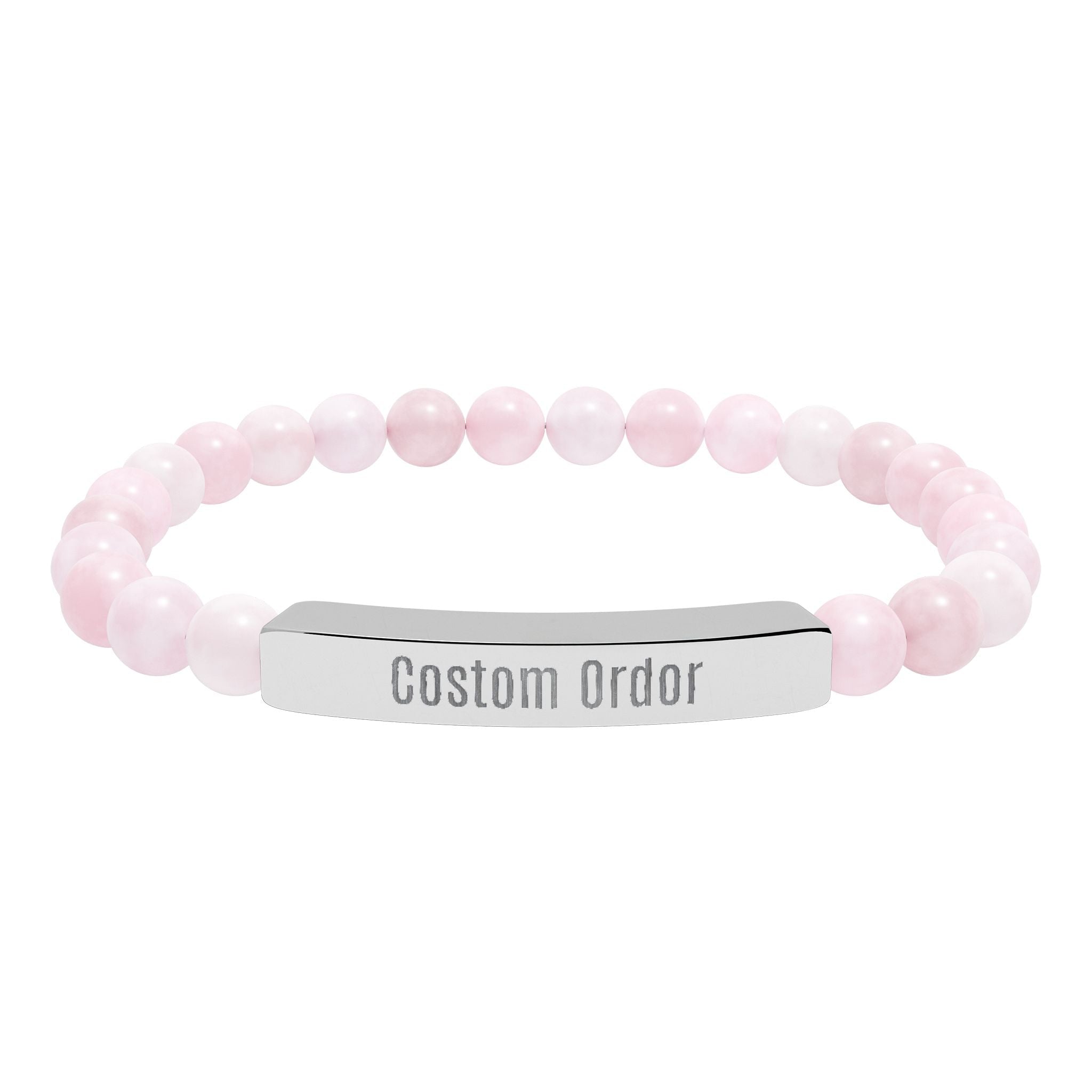 Engravable Natural Stone Bead Bracelet Custom Bar Stretch Bracelet - Etna Gift