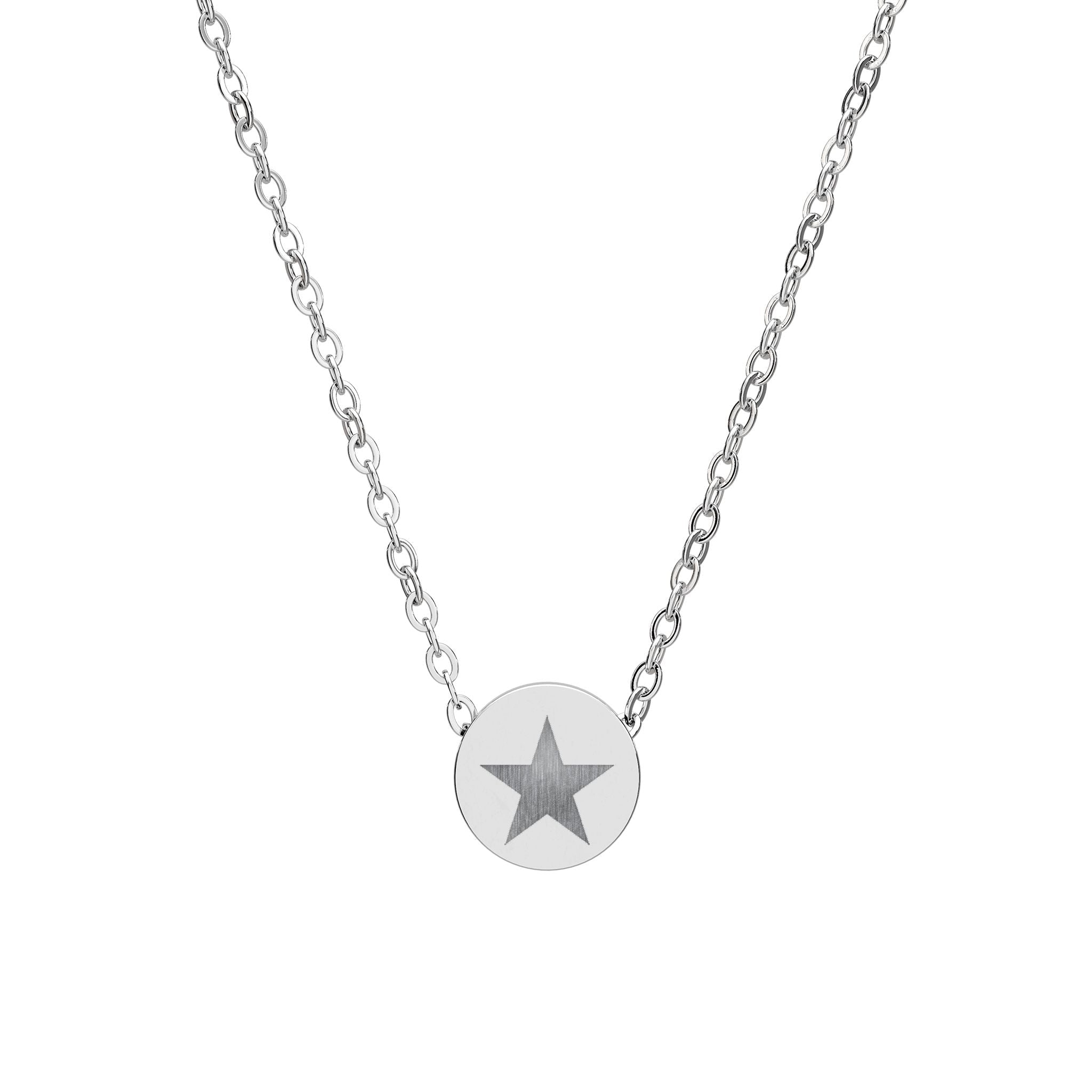 Engraved Mini Circle Necklace Star Pendant Personalized Jewelry - Etna Gift