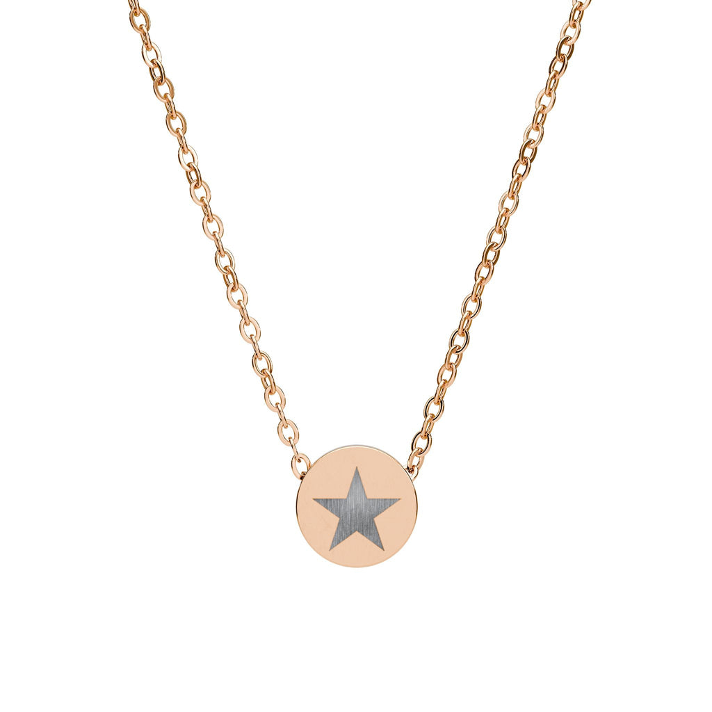 Engraved Mini Circle Necklace Star Pendant Personalized Jewelry - Etna Gift