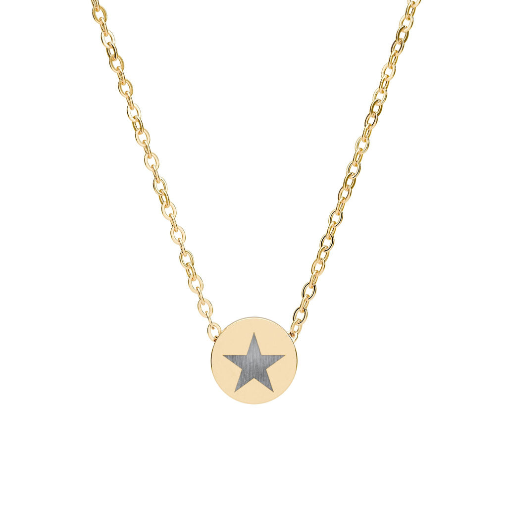 Engraved Mini Circle Necklace Star Pendant Personalized Jewelry - Etna Gift