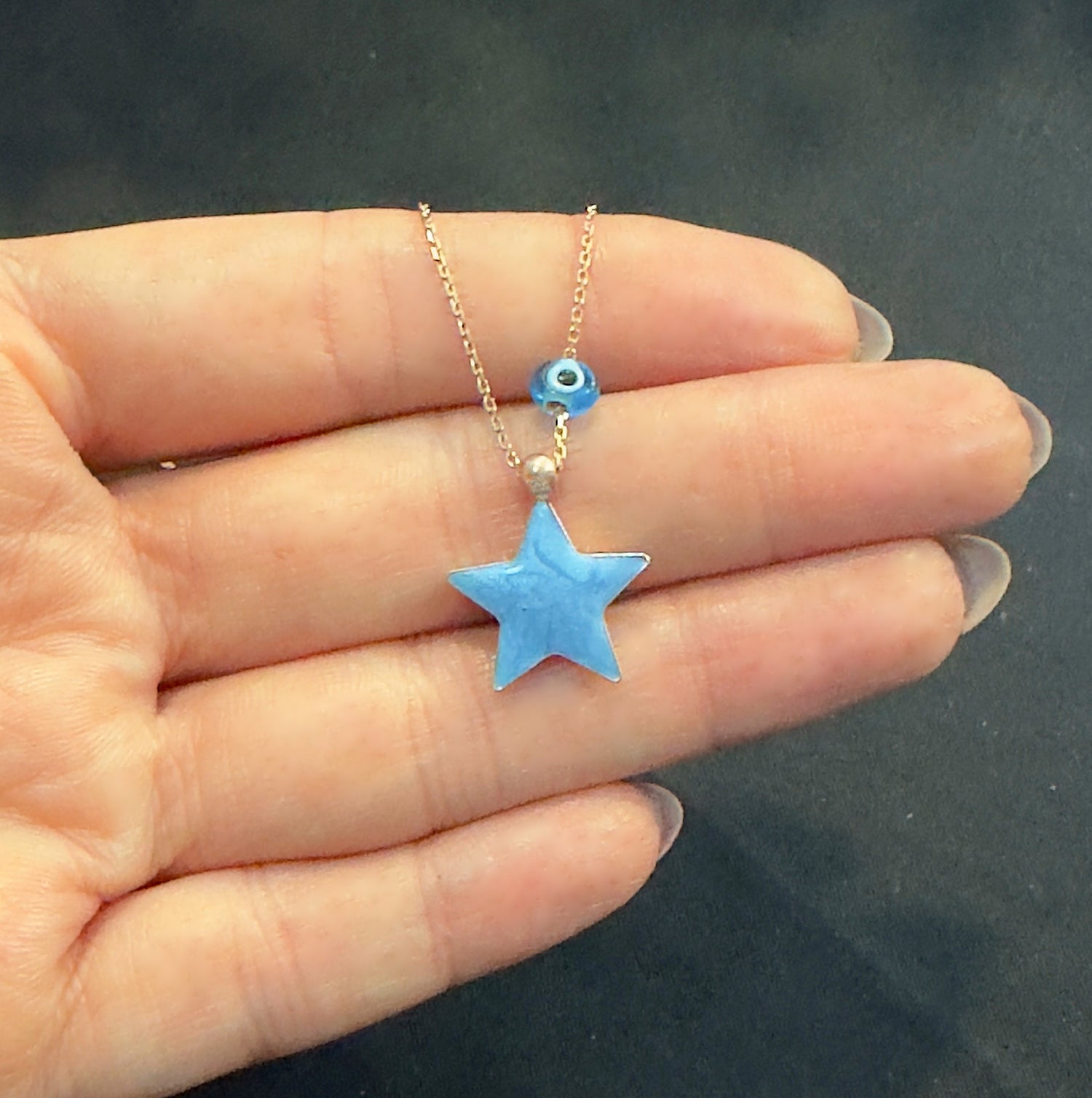 Evil eye amulet star necklace 925 sterling silver star necklace - Etna Gift