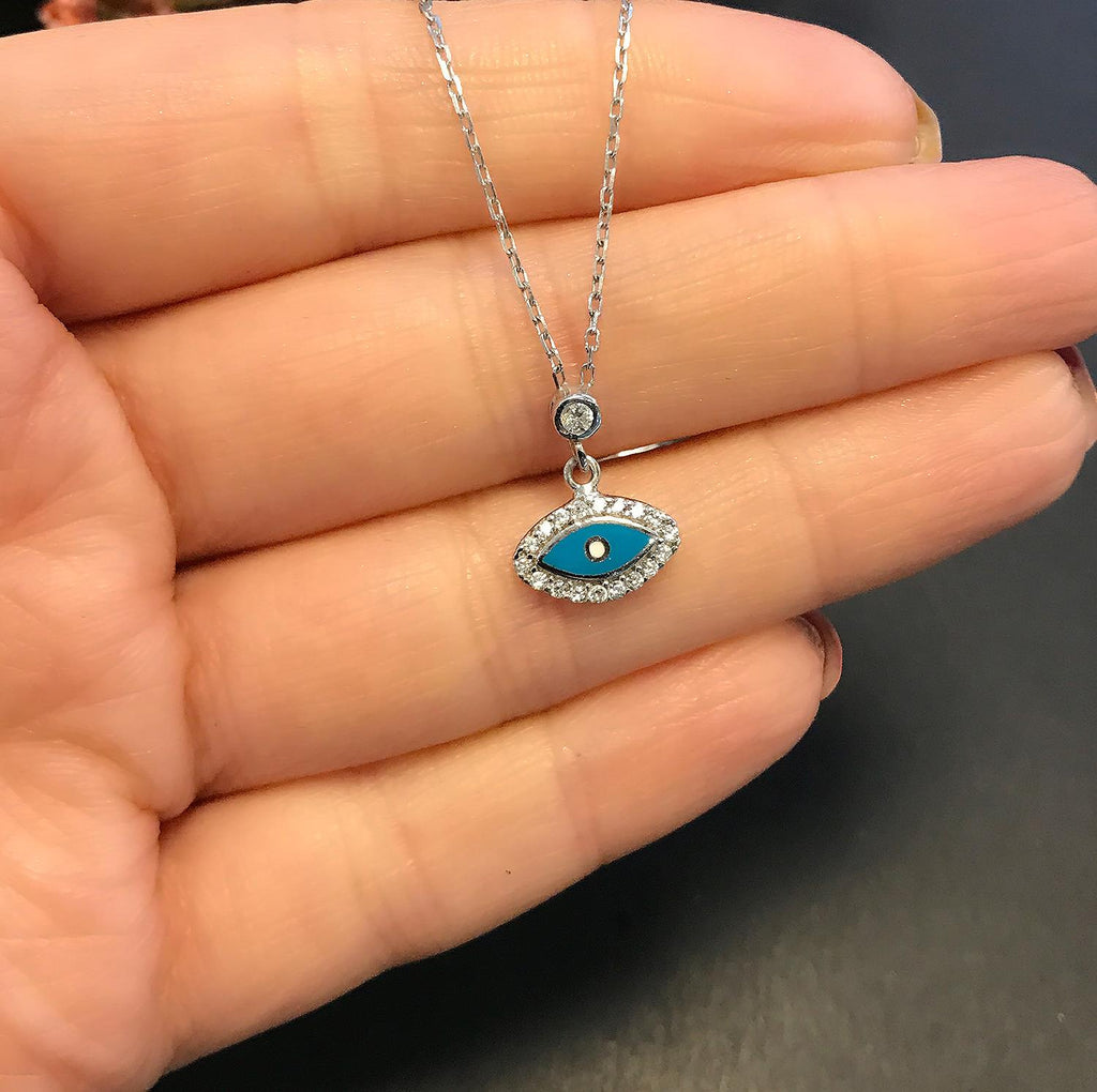 Eye bead necklace 925 sterling silver necklace - Etna Gift
