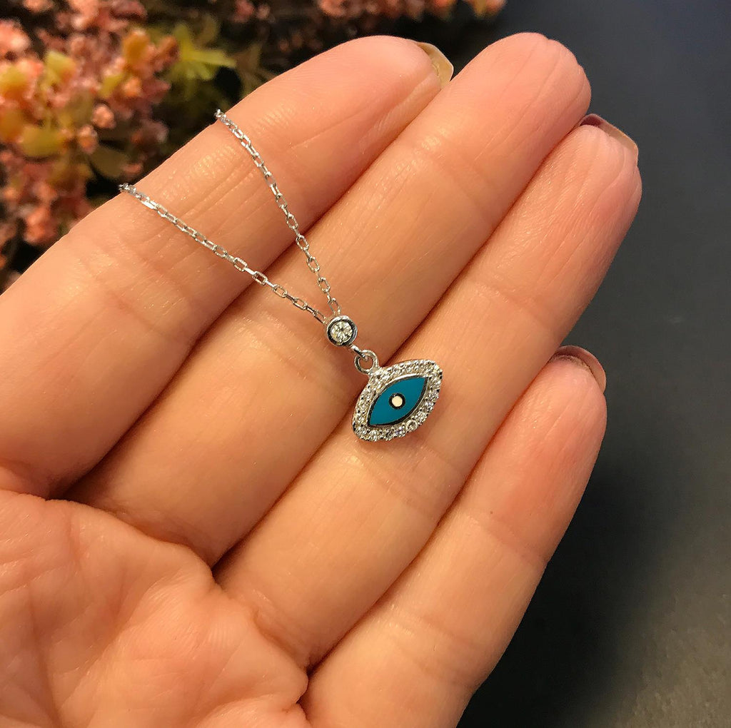 Eye bead necklace 925 sterling silver necklace - Etna Gift