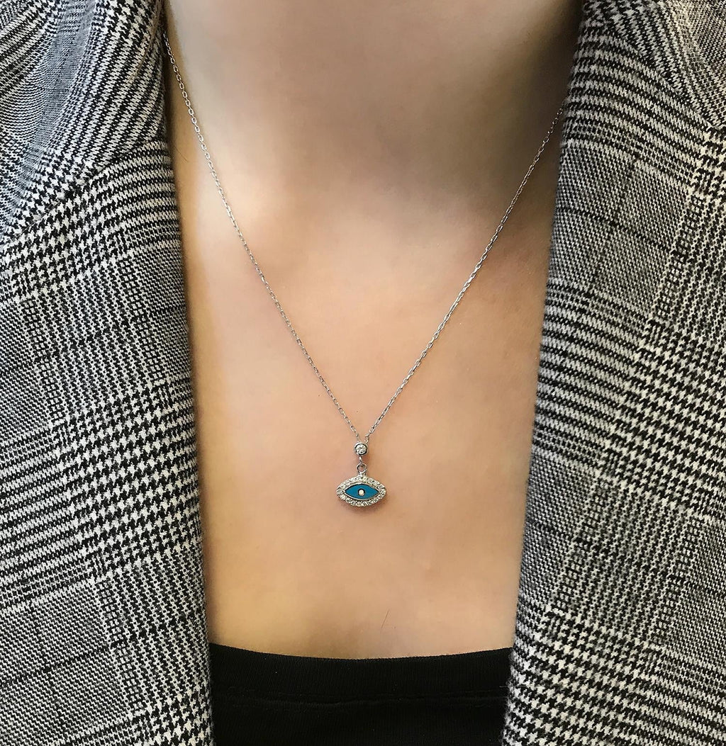 Eye bead necklace 925 sterling silver necklace - Etna Gift