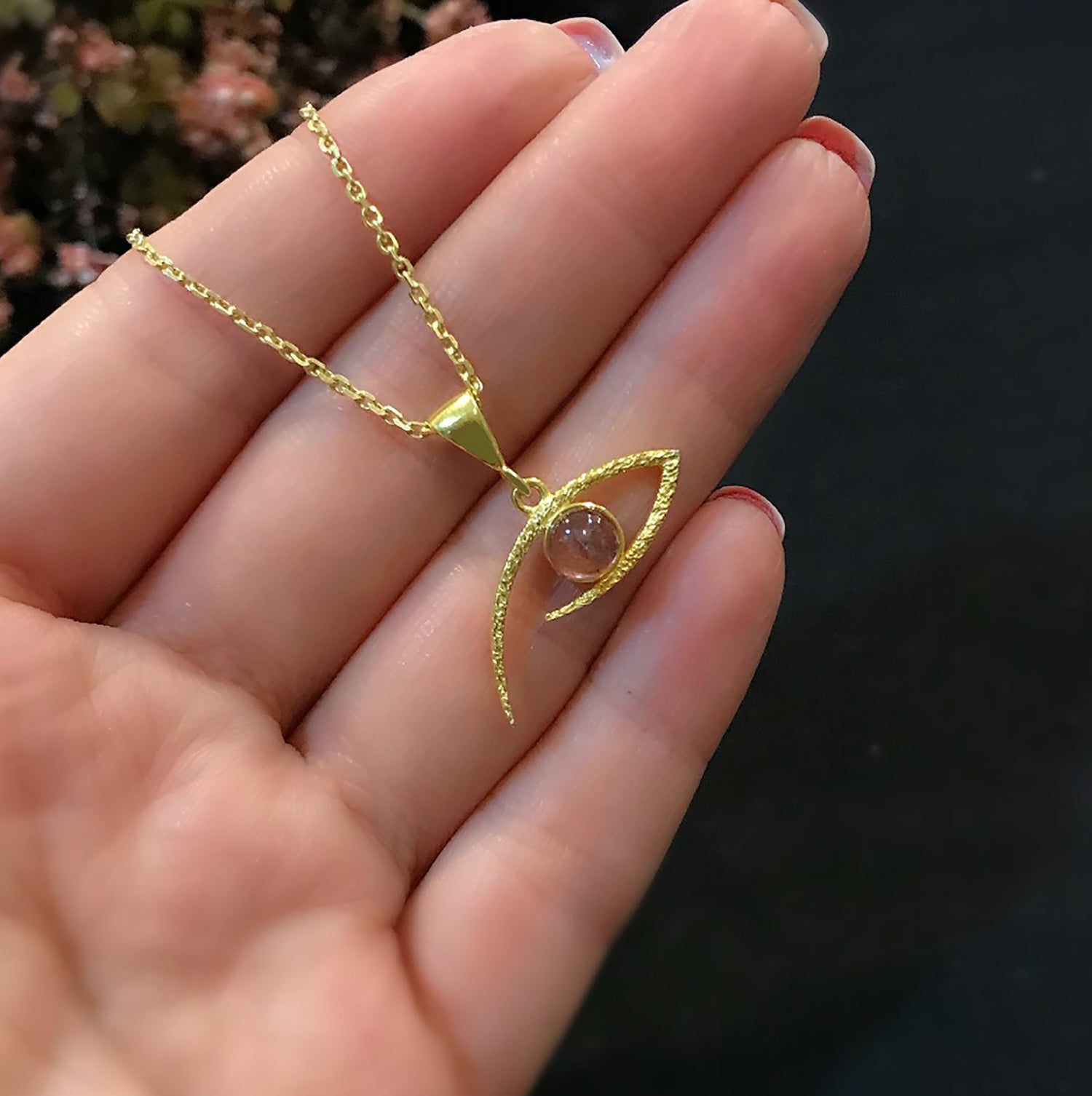 Eye necklace tourmaline 925 sterling silver eye tourmaline necklace yellow - Etna Gift