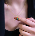 Eye necklace turquoise 925 sterling silver eye necklace yellow - Etna Gift