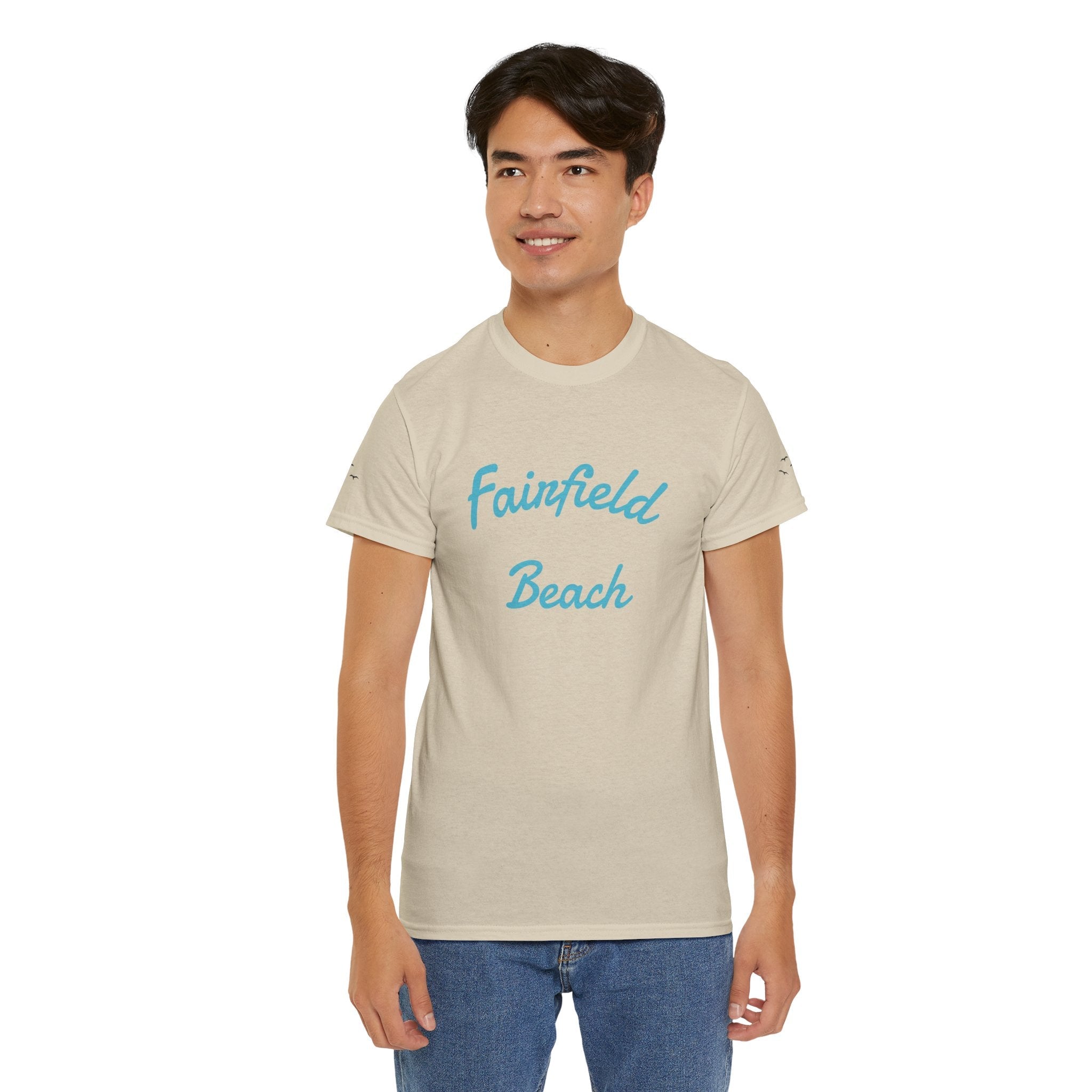Fairfield Beach Unisex Heavy Cotton Tee, Comfortable Casual T-Shirt, Summer Vibe Shirt, Gifts for Beach Lovers, Relaxed Fit Tee - Etna Gift